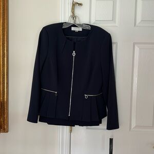 Elegant Navy Blue Women's Skirt Suit Set